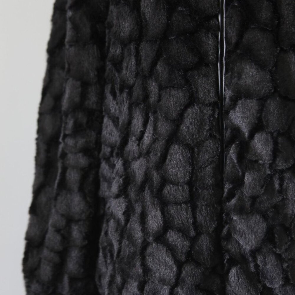 ADRIENNE LANDAU BLACK COLLARED FAUX FUR LONG SLEEVE JACKET COAT LG & XL NWT $275 - Picture 9 of 10